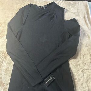 INC International Concepts Black Asymmetrical Long Sleeve Top